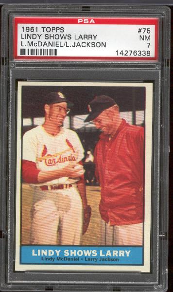 1961 T Bb- #75 Lindy Shows Larry- PSA NM 7