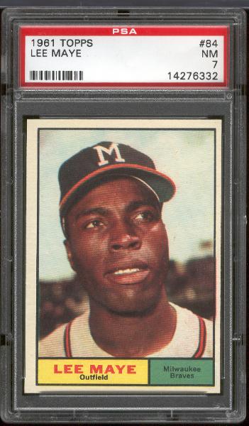 1961 T Bb- #84 Lee Maye, Braves- PSA NM 7