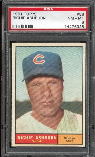 1961 T Bb- #88 Richie Ashburn, Cubs- PSA NM-Mt 8