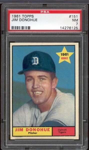 1961 T Bb- #151 Jim Donahue, Tigers- PSA NM 7