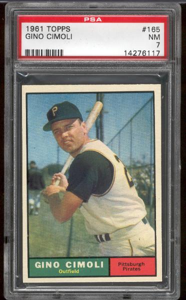 1961 Topps Bb- #165 Gino Cimoli, Pirates- PSA NM 7