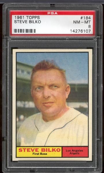 1961 Topps Bb- #184 Steve Bilko, Angels- PSA Nm-Mt 8