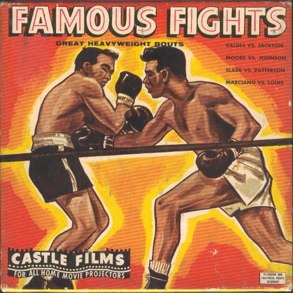 Castle Films- “Famous Fights”- #3010 Great Heavyweight Bouts- 8mm Complete Edition. – Marciano vs. Louis, Slad vs. Patterson, Moore vs. Johnson, Valdes vs. Jackson