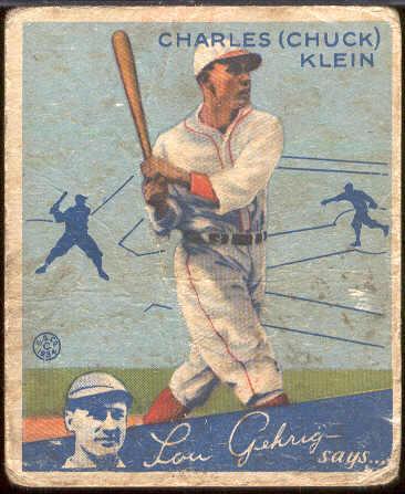 1934 Goudey Baseball- #10 Chuck Klein, Chicago Cubs