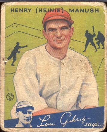 1934 Goudey Baseball- #18 Heine Manush, Washington Senators