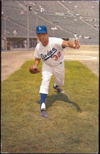 1959 L.A. Dodgers Color Postcard- Sandy Koufax