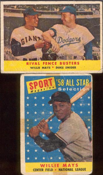 1958 T Bb- 2 Cards- #436 Willie Mays/ Duke Snider