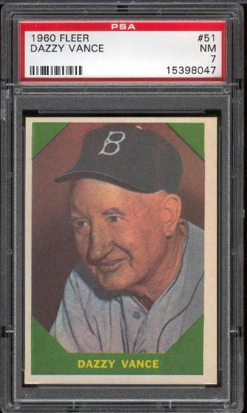 1960 Fleer Bb Greats- #51 Dazzy Vance- PSA NM 7