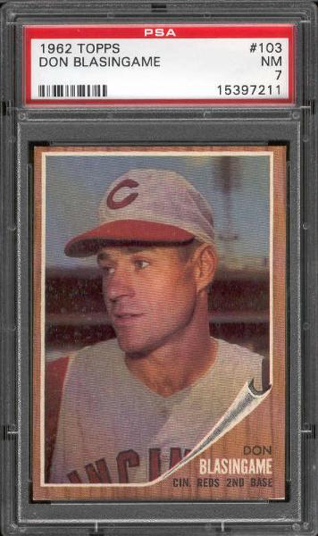 1962 Topps Bb- #103 Don Blasingame, Reds- PSA NM 7