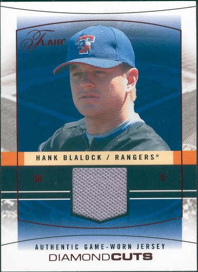 2004 Flair Baseball- "Diamond Cuts Game Used Red"- #DC-HB Hank Blalock, Rangers- #154/175