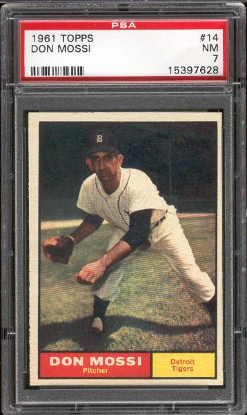 1961 Topps Bb- #14 Don Mossi, Tigers- PSA NM 7