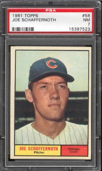 1961 Topps Bb- #58 Schaffernoth, Cubs- PSA NM 7