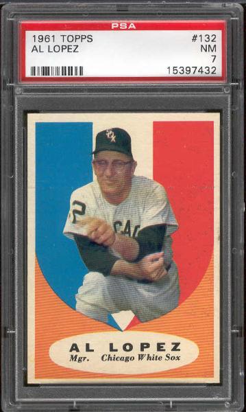 1961 Topps Bb- #132 Al Lopez,  White Sox- PSA NM 7