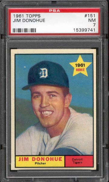 1961 Topps Bb- #151 Jim Donohue, Tigers- PSA NM 7