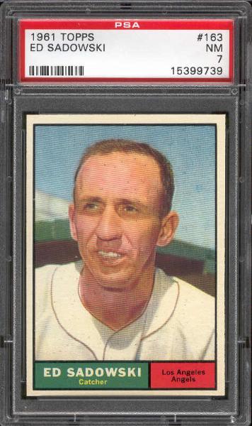 1961 Topps Bb- #163 Sadowski, Angels- PSA NM 7