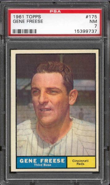 1961 Topps Bb- #175 Gene Freese, Reds- PSA NM 7