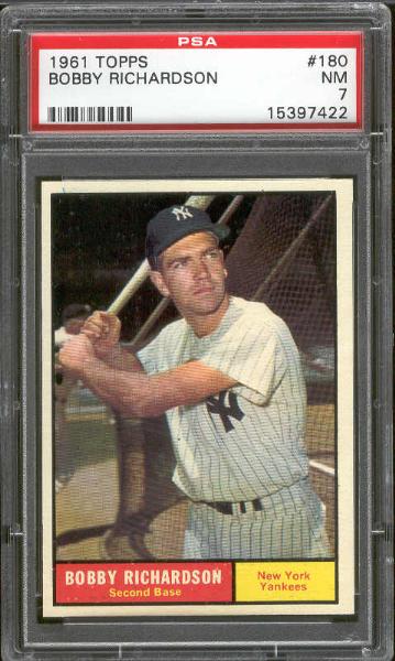 1961 Topps Bb- #180 Bobby Richardson, Yankees- PSA NM 7