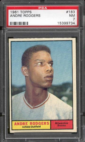 1961 Topps Bb- #183 A. Rodgers, Braves- PSA NM 7