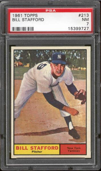 1961 Topps Bb- #213 B. Stafford, Yankees- PSA Nm 7