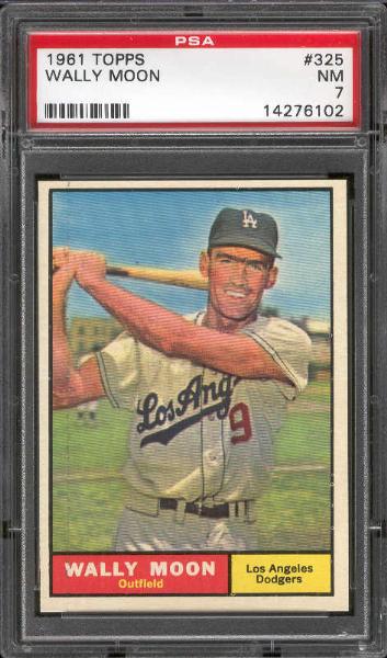 1961 Topps Bb- #325 Wally Moon, Dodgers- PSA NM 7