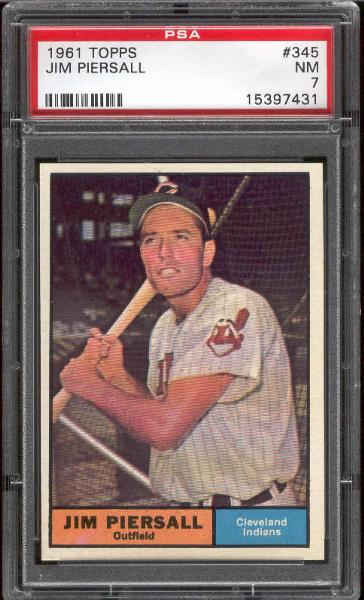 1961 Topps Bb- #345 Jim Piersall, Indians-PSA NM 7