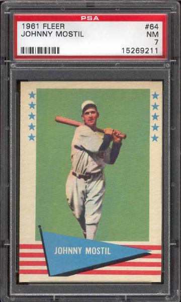 1961 Fleer Baseball- #64 Johnny Mostil- PSA NM 7