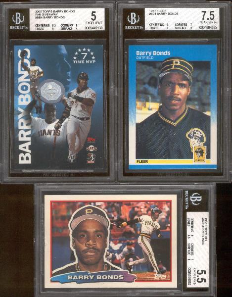 Barry Bonds- Three Diff. Beckett Graded Cards