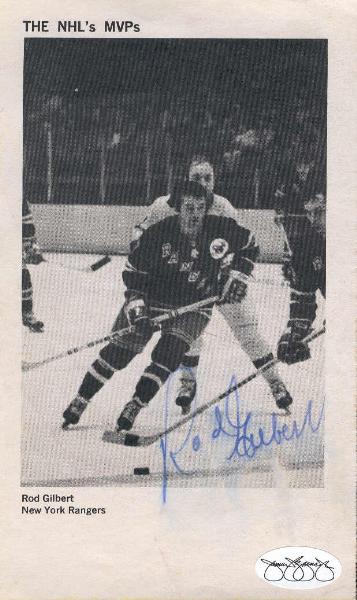 Autographed Rod Gilbert Rangers Picture from a 1970’s paperback book