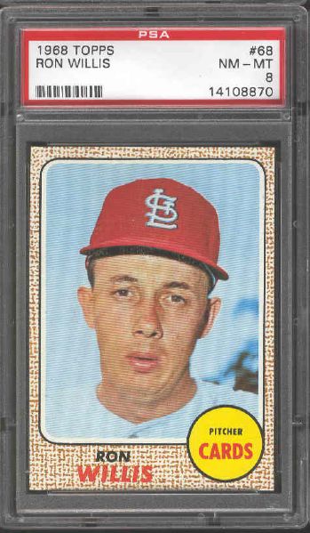1968 Topps Bb- #68 Ron Willis, Cardinals- PSA NM-Mt 8