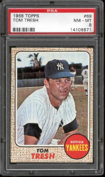 1968 Topps Bb- #69 Tom Tresh, Yankees- PSA NM-Mt 8