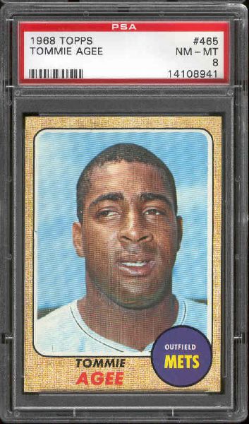 1968 Topps Bb- #465 Tommie Agee, Mets- PSA NM-Mt 8