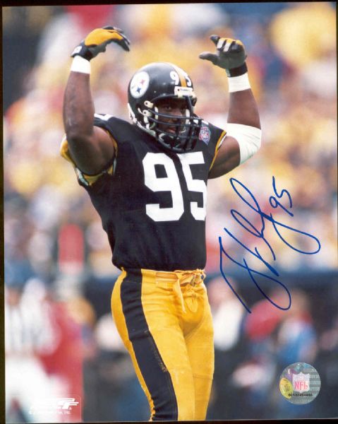 Greg Lloyd Autographed Color Pittsburgh Steelers Color 8 x 10 Ftbl. Photo