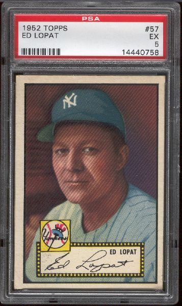 1952 Topps Baseball- #57 Ed Lopat, Yankees-PSA Ex 5