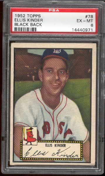 1952 Topps Baseball- #78 Ellis Kinder, Red Sox- PSA Ex-Mt 6 