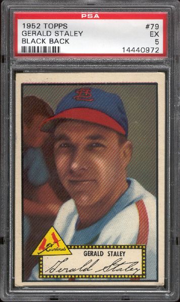 1952 Topps Baseball- #79 Gerald Staley, Cardinals- PSA Ex 5 