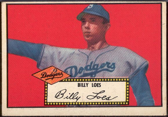 1952 Topps Bb- #20 Billy Loes, Dodgers- black back