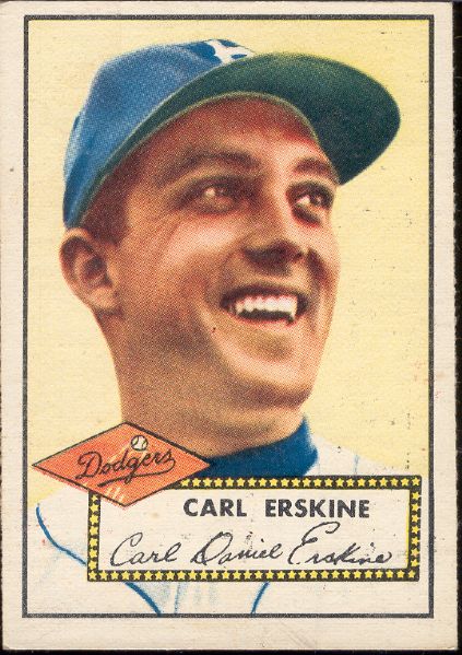 1952 Topps Bb- #250 Carl Erskine, Dodgers