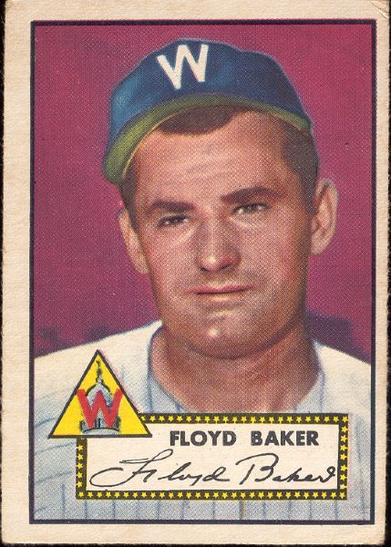 1952 Topps Bb- #292 Floyd Baker, Wash 