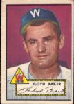 1952 Topps Bb- #292 Floyd Baker, Wash 