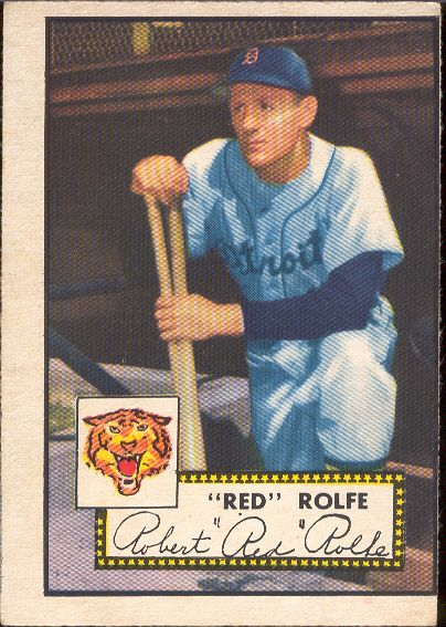 1952 Topps Bb- #296 Red Rolfe, Tigers