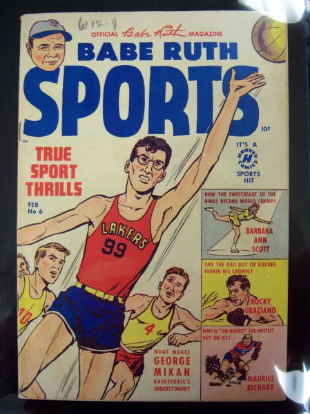 Feb 1950 Harvey Enterprises- “Babe Ruth Sports” Comic Book- Vol. 1 No. 6- George Mikan(basketball) cover!