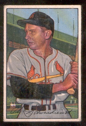 1952 Bowman Bb- #30 Red Schoendienst, Cardinals