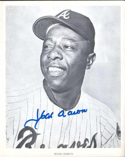 Hank Aaron Autographed Atlanta Braves B/W Team Issue 8 x 10- PSA/DNA Authenticated!