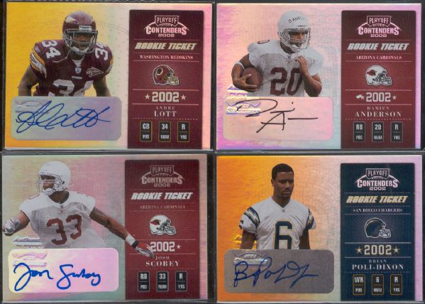 2002 Playoff Contenders Ftbl.- 4 Diff. Autographed Rookie Cards