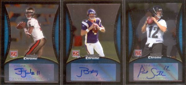 2008 Bowman Chrome Ftbl. “Rookie Autographs”- 3 Diff. Quarterbacks