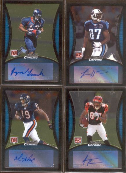 2008 Bowman Chrome Ftbl. “Rookie Autographs”- 4 Diff. Wide Receivers