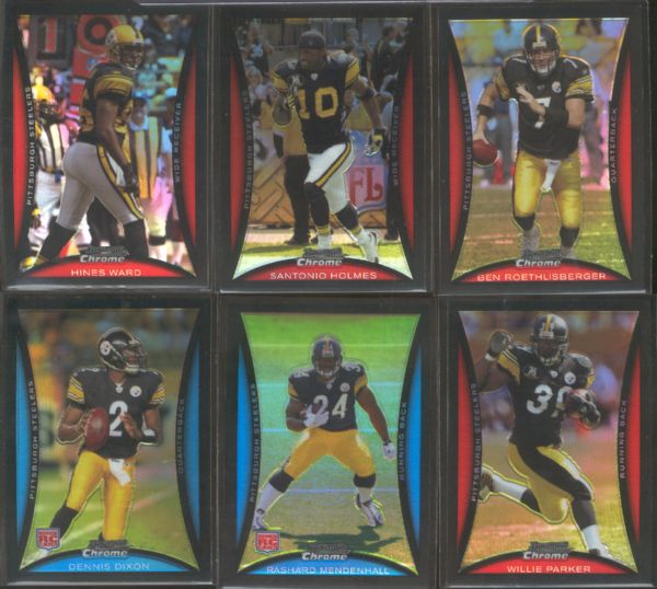 2008 Bowman Chrome Ftbl. “Refractors”- 6 Diff. Steelers