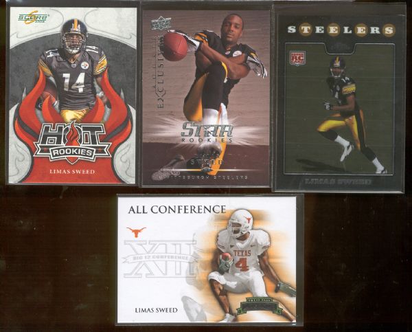 Limas Sweed, Steelers- 18 Asst. 2008 Rookie Year Ftbl. Cards, inc. 2 Jersey Cards!