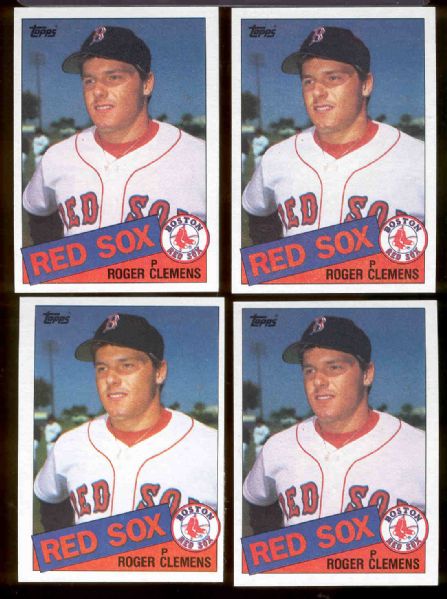 1985 Topps Bsbl.- #181 Roger Clemens RC- 4 Cards