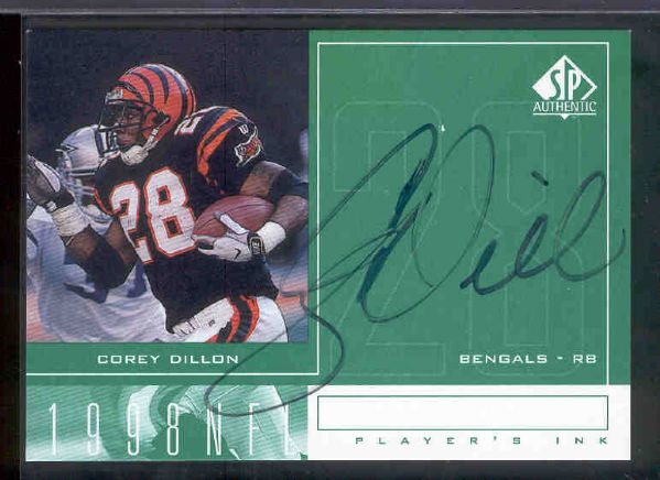 1998 SP Authentic Ftbl. “Player’s Ink Green” #CD Corey Dillon